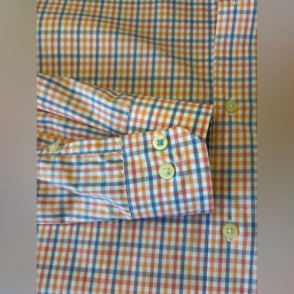 Banana Republic Men’s Orange/Blue/Red Plaid Shirt Size L